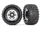 Traxxas Maxx 8972X Reifen und Felgen Komplettrad, 2,8", All-Terrain/Maxx schwarz-mattchrom (2 Stück)