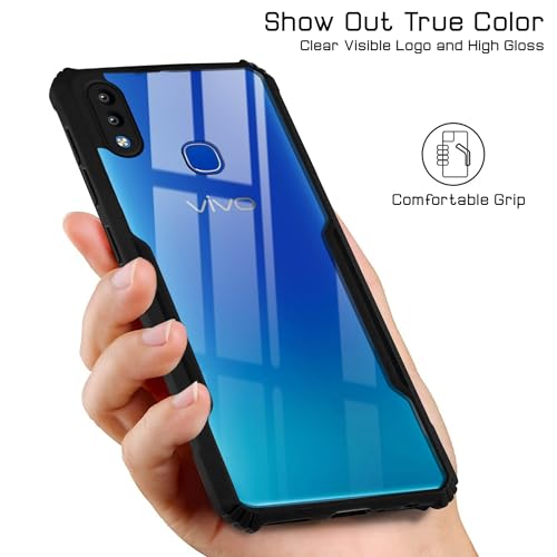 Image of Jkobi Hybrid Back Cover Case for Vivo Y91 | Vivo Y93 | Vivo Y95 (Shockproof with Polycarbonate Clear Panel | Professional Black)