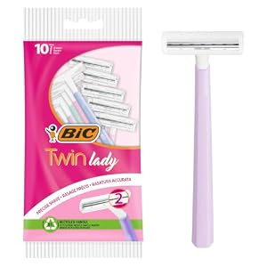 BIC Twin Lady Disposable Razors for Women, 2 Blade, Pastel Colours, Pack 10
