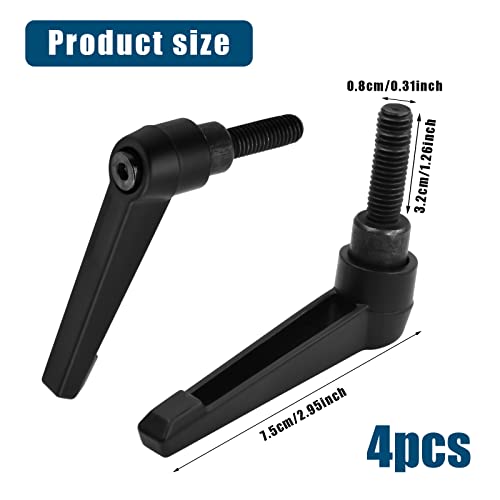 Nivofu 4 Stück Klemmhebel Griff, M8 Verstellbare Klemmhebel aus Kohlenstoffstahl, Befestigungsgriff, Klemmhebel mit Gewindebuchse, Maschinengriffe für Schweißgeräte Druckgeräte, Schwarz (32mm)