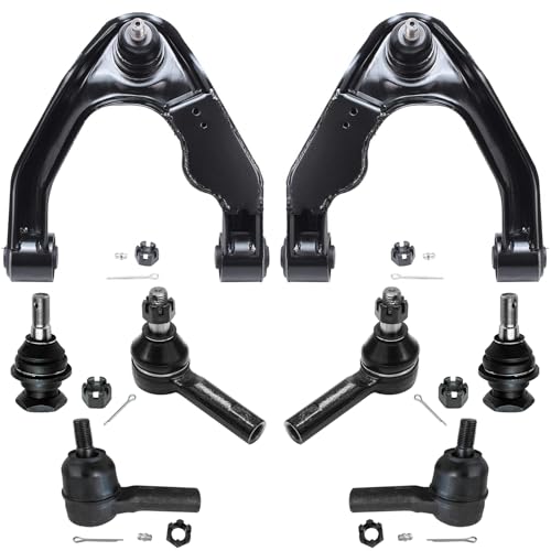 Image of Detroit Axle - Front End 8pc Suspension Kit for 00-04 Nissan Frontier Xterra 2000 2001 2002 2003 2004, 2 Upper Control Arms w /Ball Joints, 2 Lower Ball Joints 4 Outer Inner Tie Rods Replacement