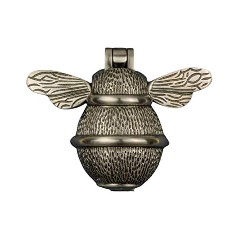 Pewter Bee Door Knocker for Front Door | Polished Solid Brass Pewter Knockers with Strike Plate | UPVC | Bumblebee Front Door Furniture with a Unique Design (Pewter) Cover