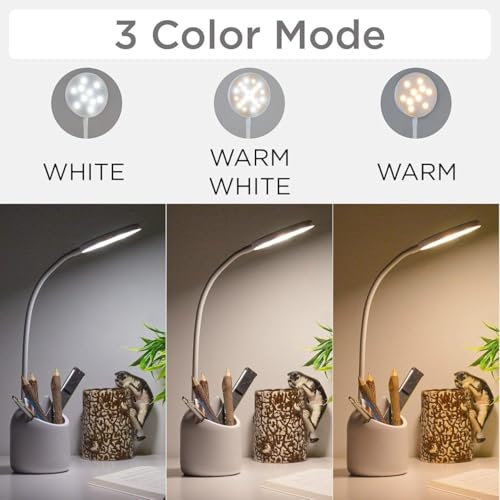 Image of ANKRI 3 Colour Mode LED Desk Study Lamp Dimmable Reading Table Lamp with USB Charging Port Touch Control Eye Caring Work (Pawn) Desk Lamp with Pen Holder