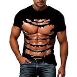Générique T-shirt simulé pour hommes musclés Impression 3D Drôle Hauts Hommes Bodybuilding Simulation Muscle Tatouage T-shirt Décontracté Peau Nue Muscle pectoral T-shirts Drôle Streetwear XS-6XL