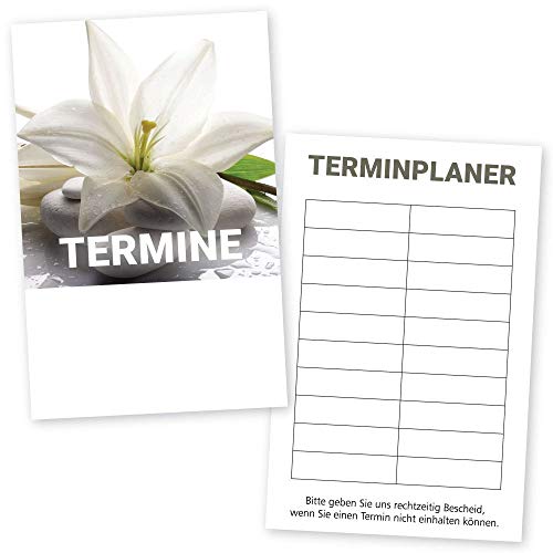 cosmeticPlus 500 cartes de rendez-vous estampables avec motif de pierre et de fleurs claires, avec 10 champs de rendez-vous et surface tamponnée