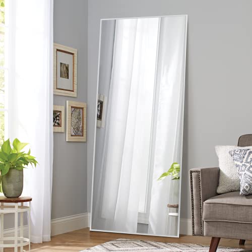 NeuType Miroir de Sol Pleine Longueur pour Vestibule, Salle de Sport, Grand Miroir Mural pour Salle de Bain, Miroir Long pour Chambre à Coucher, Cadre en métal, argenté, 180,3 x 81,3 cm, sans Support