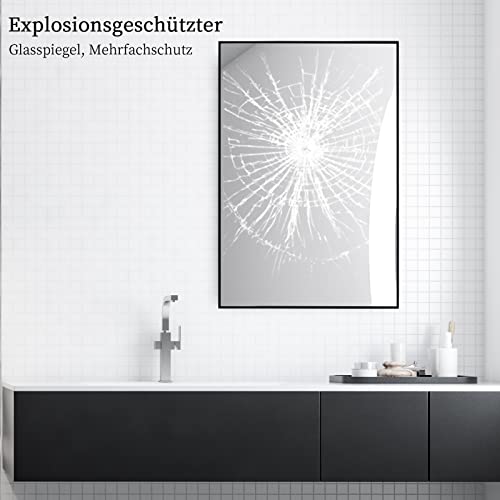Koonmi Wandspiegel 61 x 91cm met aluminium frame grote rechthoekige badkamerspiegel van HD glas voor slaap-, woon- en badkamer, zwart - Image 5