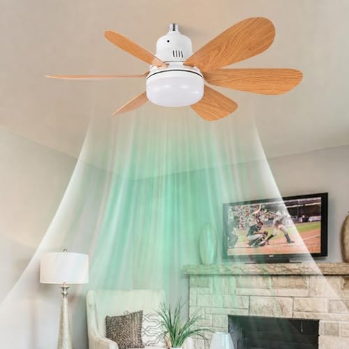 Ventilateur de plafond E27 avec lampe et télécommande à 6 vitesses pour garage