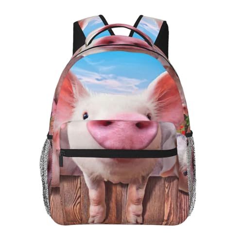 Mochila plegable ligera con estampado de cerdo para camping y viajes cortos