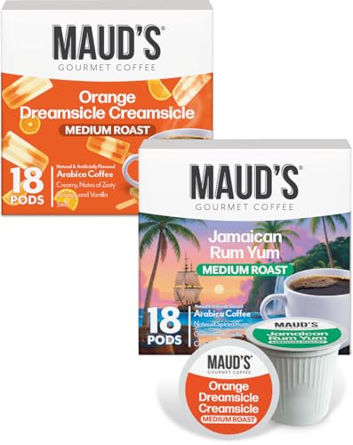 Image of Maud's Orange Creamsicle & Jamaican Rum Yum Coffee Pods Variety Pack, 36ct