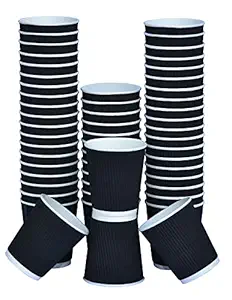 SEZ Premium Ripple Paper Cups for Wedding Event and Office Use(Black,240 Ml) (Pack of 500)