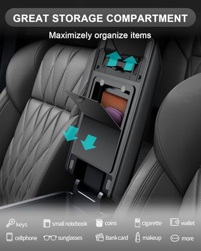 Image of CDEFG for 2026 Mitsubishi Outlander Center Console Cover for 2026 Mitsubishi Outlander GN Accessories Armrest Cover Middle Console Protector w /Hidden Storage Pocket (Gas Version Only, Non-Sport)