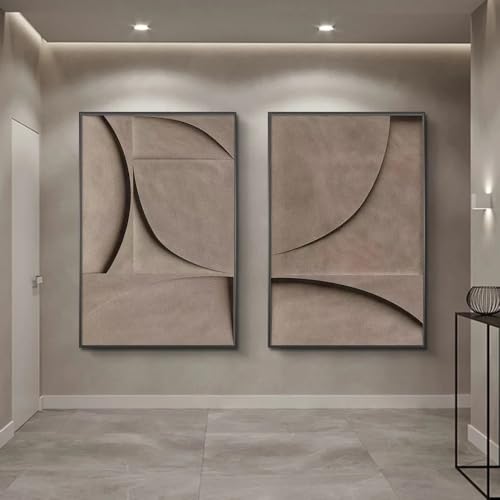 Lienzo impreso con diseño geométrico abstracto de líneas marrones para sala de estar, sofá, pasillo, pared moderna, arte nórdico, póster para decoración del hogar (40 x 50 cm, 2 unidades)