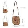 Wedhapy Sacs en paille pour femmes 20 x 23 cm sac à main décontracté en paille avec bandoulière en cuir réglable et fermeture éclair idéal pour la plage l'été et les sorties. #2