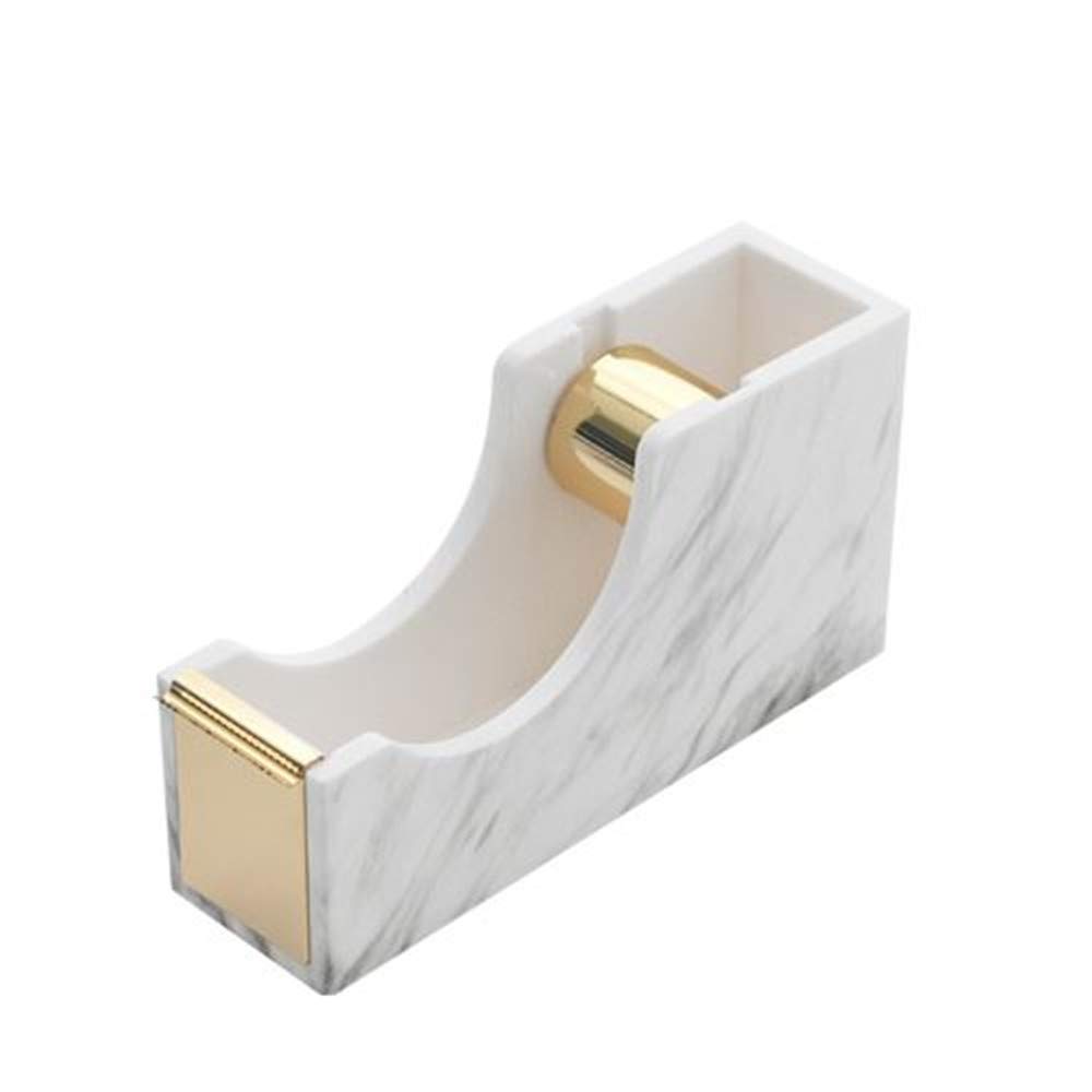 Multibey Acrylic 1 Inch Core Desktop Adhesive Tape Dispenser Cutter with Tape Marble Office School Gift Idea (Marble Printed-Gold)