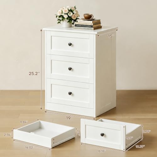 wanan Nightstands Set of 2 with Hidden Drawer, White - Image 2