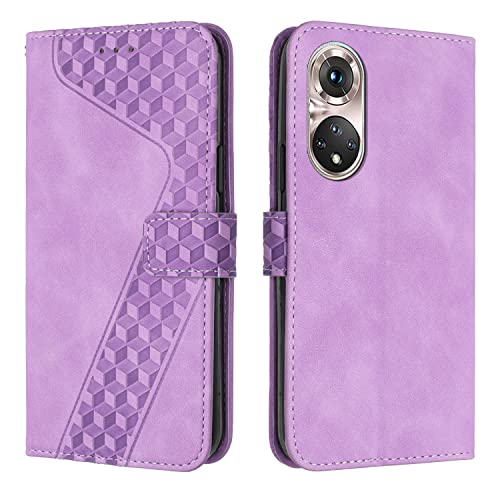 OKZone Funda para Huawei P50 Pro, PU Cuero Flip Carcasa Fundas Móvil de Tapa Libro Caso Piel PU para Huawei P50 Pro, Billetera Tarjetero Case Telefono Cubrir Móvil Phone Cover (Púrpura)