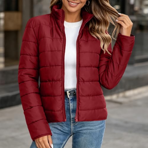 fartey Women's Winter Puffer Jacket Zip Up Stand Collar Tops Winter Coat - image 4