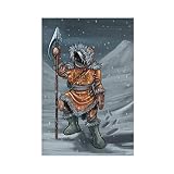 Snow Hunter with Spear Peinture Sur Toile Impression D'affiches Murales Décoration De La Maison Sans Cadre-Style 12x18inch(30x45cm)