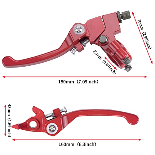 Cncmotok B0974CR553_CA NARF Red Folding Aluminum Clutch Brake Lever For 22Mm 7/8 Inch Handlebar 110Cc 125Cc 140Cc Ttr 125Cc Ssr Xmotos Apollo 125 Pit Dirt Bike Motorcycle thumb #2