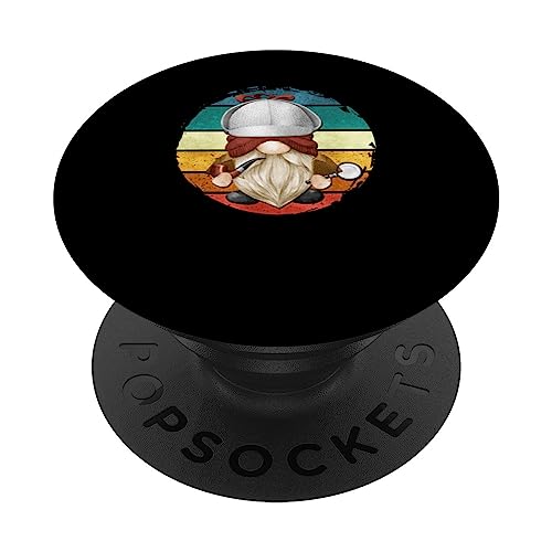 Vintage Sherlock Holmes Garden Gnome Graphic Retro Sunset PopSockets Swappable PopGrip, Black