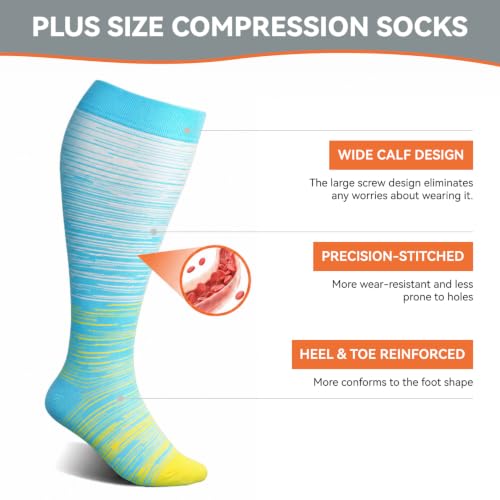 Image of Plus Size Compression Socks: Wide Calf for Women Men 20-30 mmHg