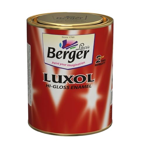 Image of BERGER Luxol Hi-Gloss Enamel Paint | Oil-Based | Mirror Like Durable Weather Resistant High Gloss Finish |for Interior & Exterior Wall Wood Metal Surfaces |Green Pro Certified (500mL,Oxford Blue)