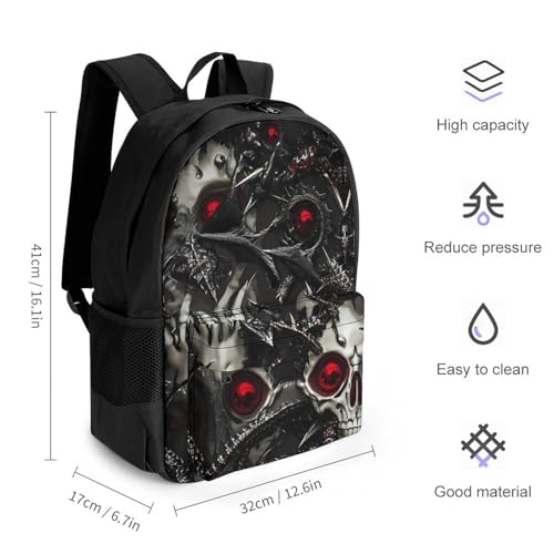 Metal Skull Death Thorns Small Backpack Travel Bag Cute Back Packs Fashion Graphic Print Daypack2