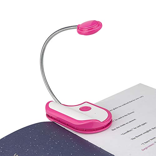 Image of Amber Reading Light Rechargeable, Book Light Kids for Reading in Bed, Clip On Reading Book Light, 2 Lighting Modes, Blue Light Blocking for Eye-Care, Small Bookmark Light for Bookworm-Magenta