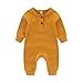 IADOER Newborn Baby Boys Girls One Piece Romper With Mitten Cuffs 3 Pack Long Sleeve Ribbed Button Jumpsuit Outfit Clothes white+apricot+yellow 9 months