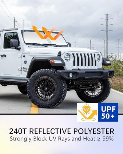 Para-brisa dianteiro 2024 Upgrade Para-brisa Dobrável Jeep Wrangler Sun Shade/Jeep Gladiator Proteto