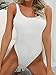 Loloda Women's Sexy One Piece Bikini Swimsuit Fashion Backless High Cut Thong Dance Leotard Bodysuit White Small
