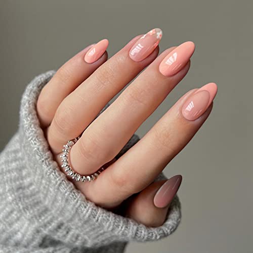 Kxamelie Coral Pink Press On Nails Short Nails For Women Gel Fake Nails Press On Nude Glue On Nails Short French Nails Kit Acrylic Set Summer Press On Nails Natural False Nails Set Oval Nails For Girls 24 Pieces #TOP1