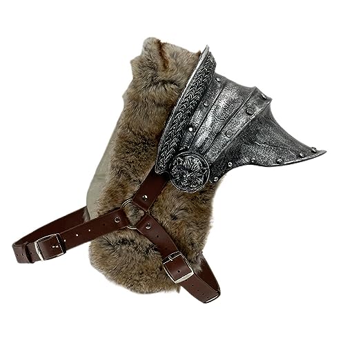 LOOYAR Armadura vikinga de espuma forjada para hombro, espuma de poliuretano, accesorio de disfraz vikingo LARP para Halloween, recreaciones históricas y regalos, color plateado, plateado, Medium