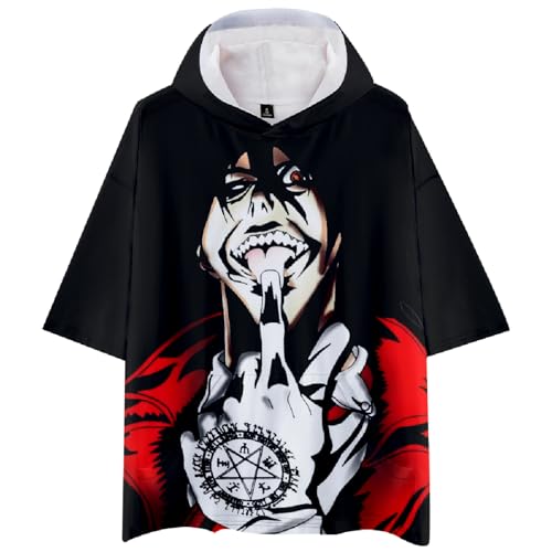 Anime Hellsing T-Shirt Alucard Tee Shirt Short Sleeve with Hat