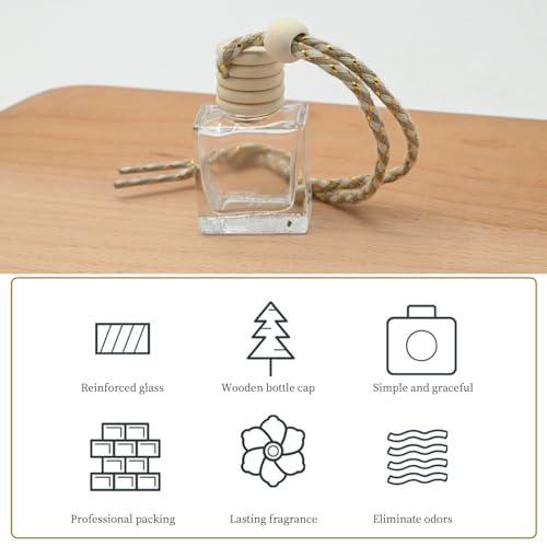 Image of 10PCS Flat Square Car 10ML Perfume Empty Bottles with Gold Wire Rope Flat Square Empty Bottles-Car Diffusers for Essential Oils-Essential Oil Car Freshener-Hanging Car Air Freshener