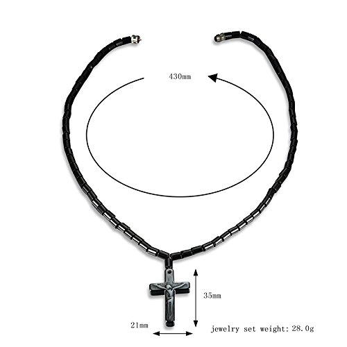 Forubus Magnetic Hematite Obsidian Necklace For Women Men Magnet Therapy Jewelry, Healing Energy Pain Relief Anti Swelling, Nature Magnet Stone Cross Pendant Necklace-Cross #TOP5