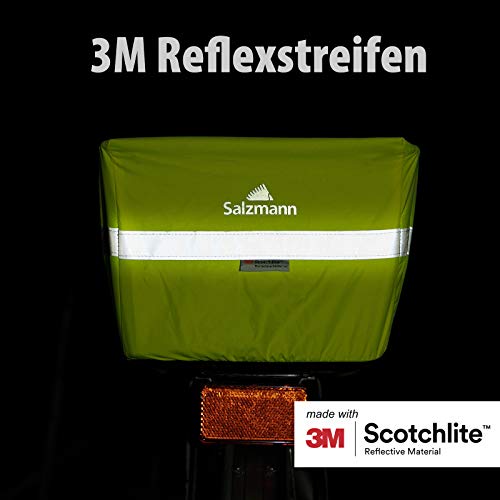 Salzmann Reflektierender Regenschutz für Fahrradkörbe - wasserdichte Korbabdeckung - Hergestellt mit 3M Scotchlite