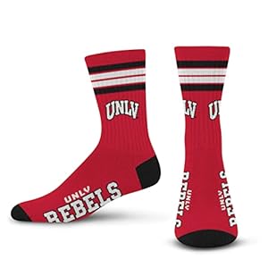 For Bare Feet NCAA UNLV Rebels 4 Stripe Deuce Crew Sock Team Color MEDIUM