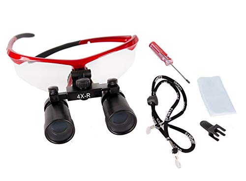 BONEW Surgical Binocular Loupe Magnifier 420mm Working Distance Sport Type for ENT/Vet Red 4.0X-R