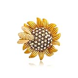 Dreuyet Sunflower Brooch Pins for Women Lady Rhinestones Crystal Brooches Handmade Retro Sunflower with Bee Brooch Pins Elegant Daisy Sun Flower Multipurpose Brooch (Retro Flower)