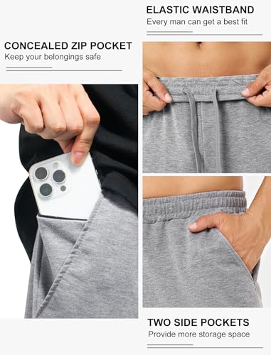 SILKWORLD Mens Sweatpants Tapered Athletic Joggers Workout Running Jogging Track Pants with Zipper Pockets2