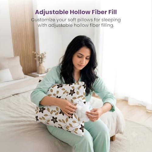 Image of Hollow Fiber for Bed Adjustable Sleeping Pillow | Height Adjustable | Soft & Fluffy Comfort | Multicolor | 24 x 16 Inch | Set of 2|BL-75