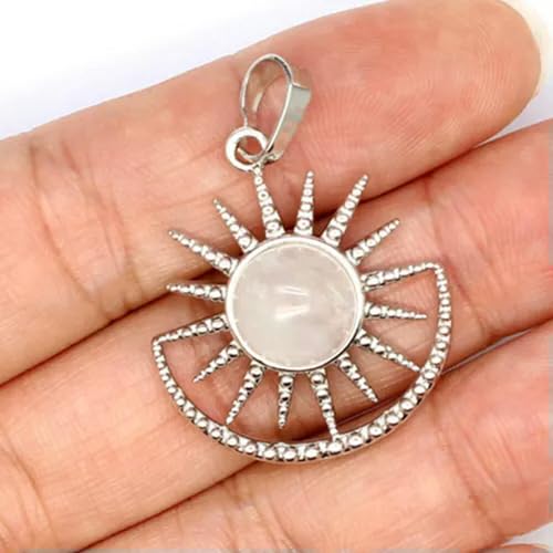 Colgante de Sol con Cuentas de Cuarzo cristalino Natural, mágico, Cuarzo Transparente