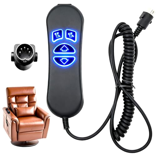 MsTental Lift Chair Remote Replacement 4-Button Dual Motor Remote for Lift Chair & Recliner Replacement Parts LED Backlight USB Charging Port Adapter Recliner Hand Control Universal 5-Pin Plug