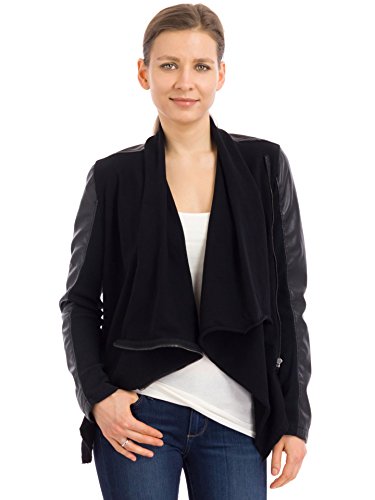 [blanknyc] Women's Faux-leather and Knit Jacket, black, Large