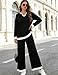 Tanming Womens 2 Piece Outfits Long Sleeve Knit Sweater Pullover Tops Wide Leg Pants Tracksuits PJ Lounge Sets(Black-S)