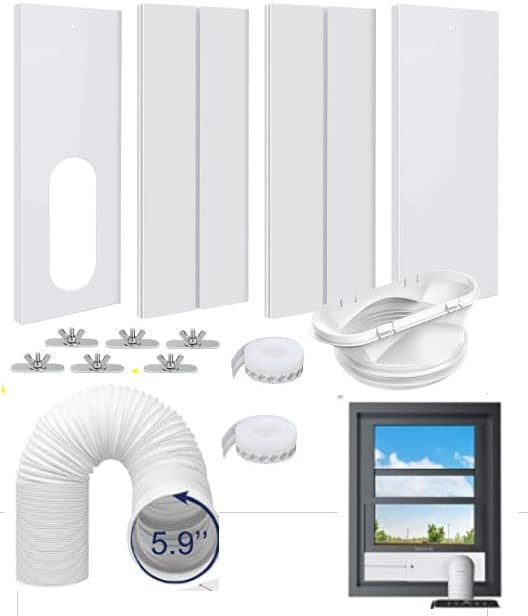 Door Window Seal Mobile Air Conditioner, AC Window Vent Kit with Coupler, Adjustable Window
