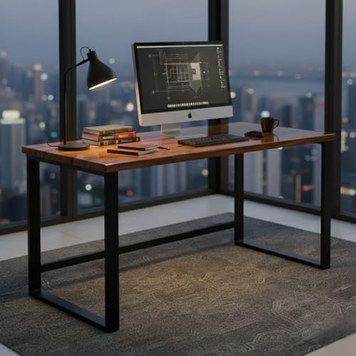 Image of NRITYA FURNITURE Metal Office Table /Study Table /Computer Table for Home PC - Engineered Wood Modern Top Study Table for Adults /Students Office Desk for Laptop Work at Home Writing Desk (Owen)