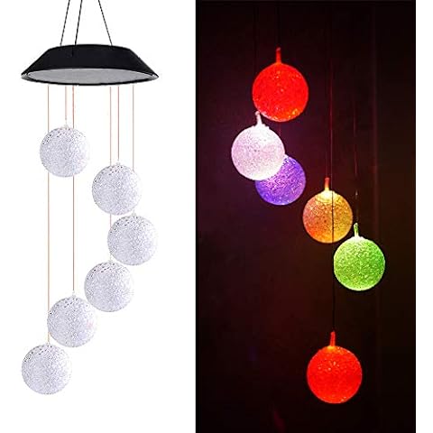NiniTe Solar Wind Chimes, Outdoor Waterproof Color Changing Decorative Mobile with Hanging Ball Lights for Home, Patio, Lawn, Garden, Yard - Great Gifts for Mom's Birthday Cover